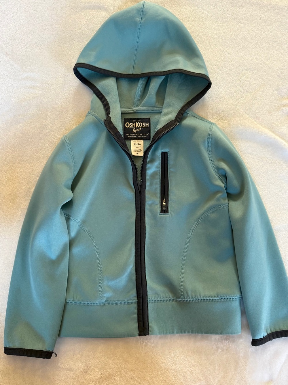 OshKosh B'gosh Teal Hooded Puffer Jacket with Contrast Trim